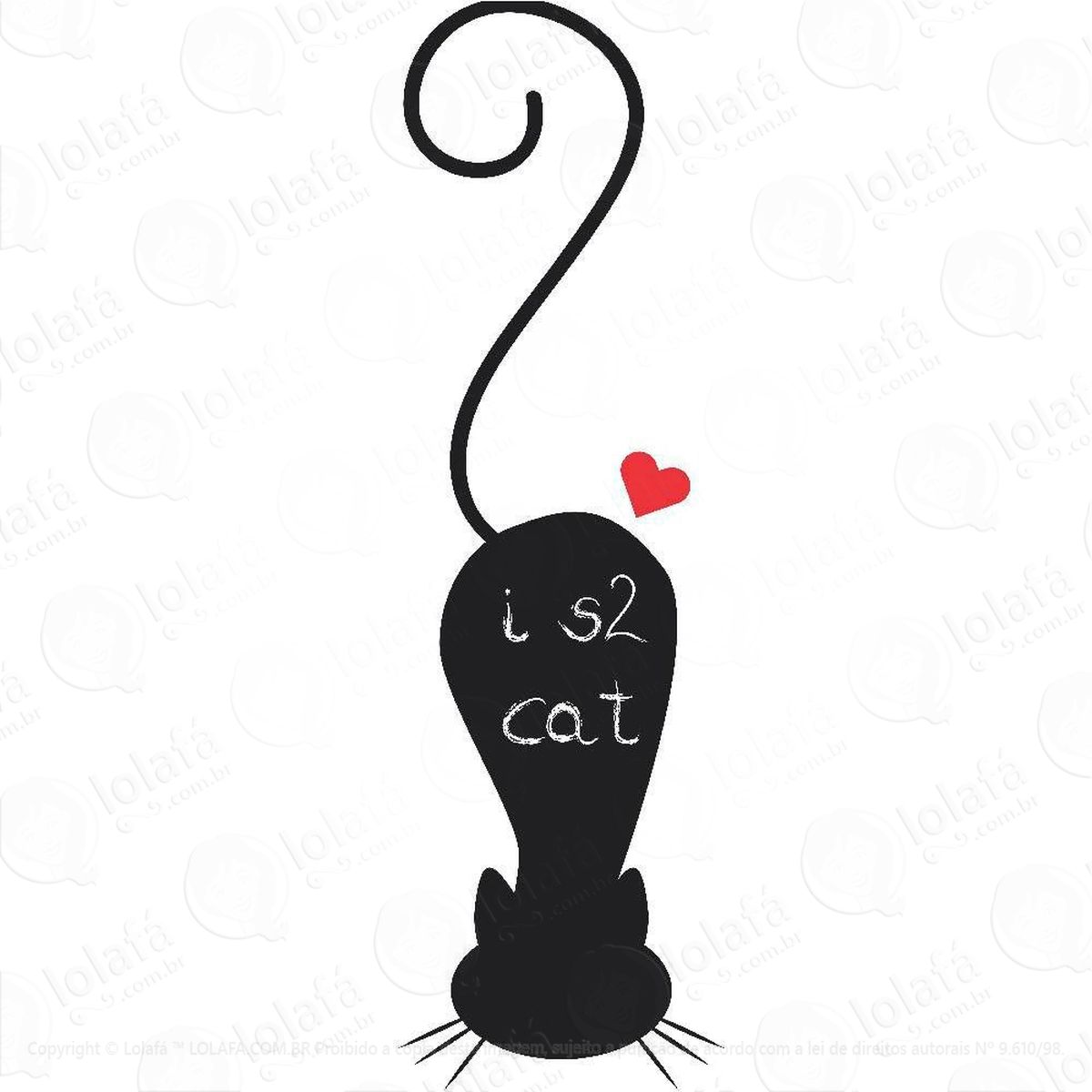 gato adesivo lousa quadro negro de parede para escrever com giz - mod:319