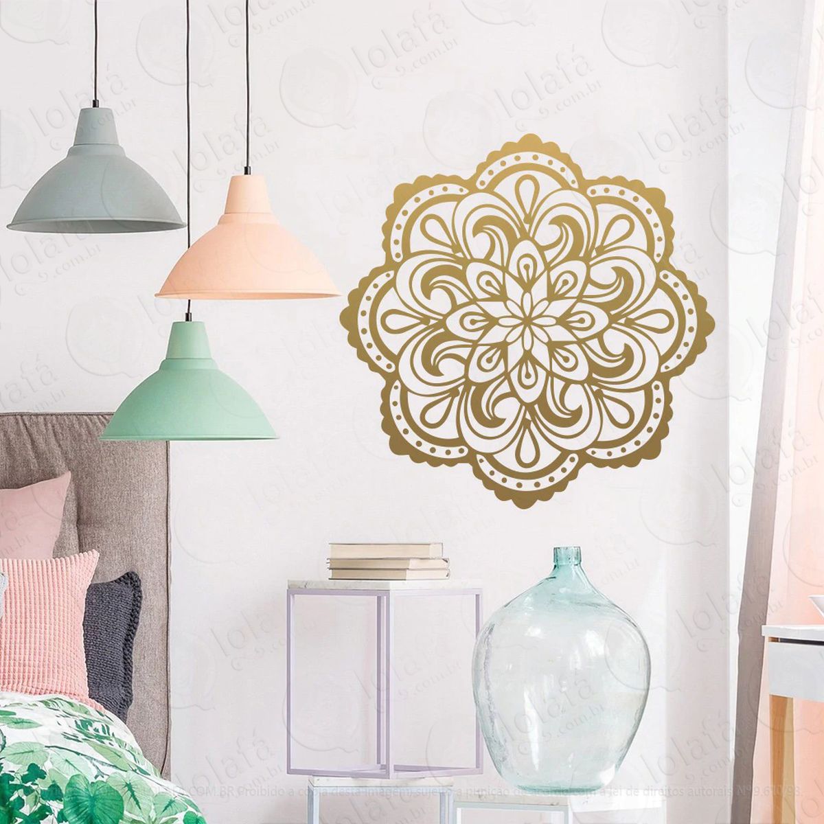 mandala para harmonia do lar adesivo de parede decorativo para casa, quarto, sala e vidro - mod:3