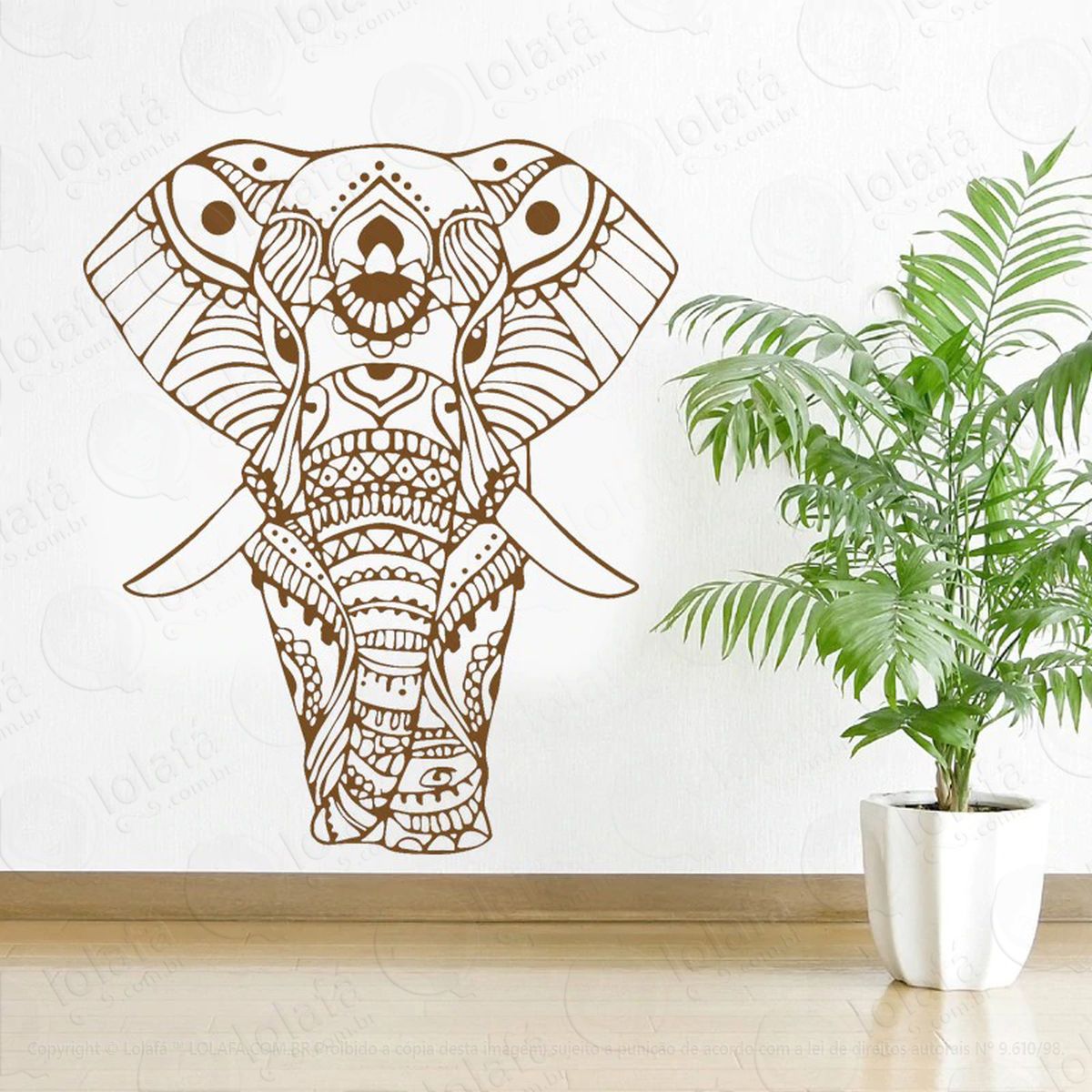 mandala elefante para atrair dinheiro adesivo de parede decorativo para casa, quarto, sala e vidro - mod:8