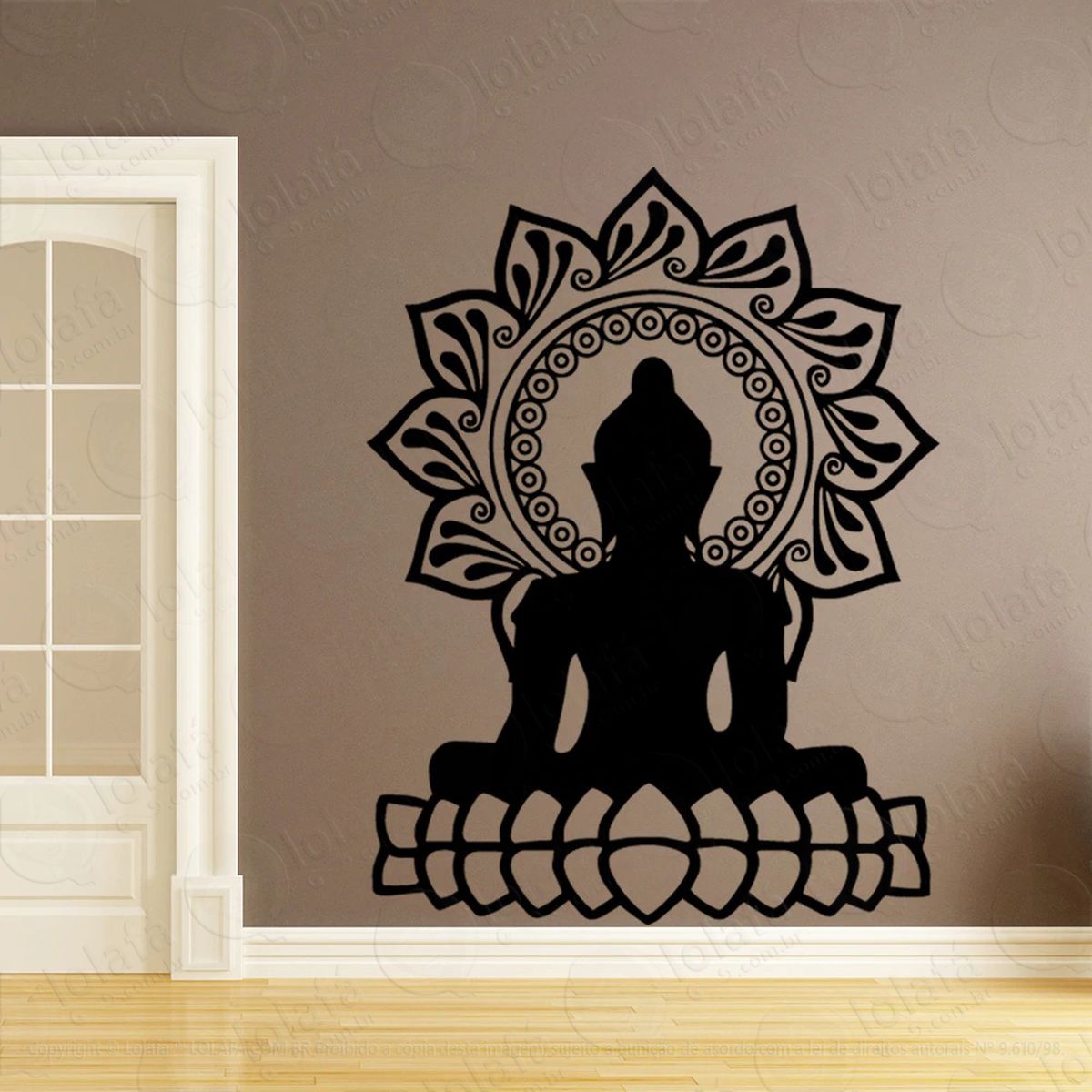 mandala buda para meditação e equilíbrio adesivo de parede decorativo para casa, quarto, sala e vidro - mod:9