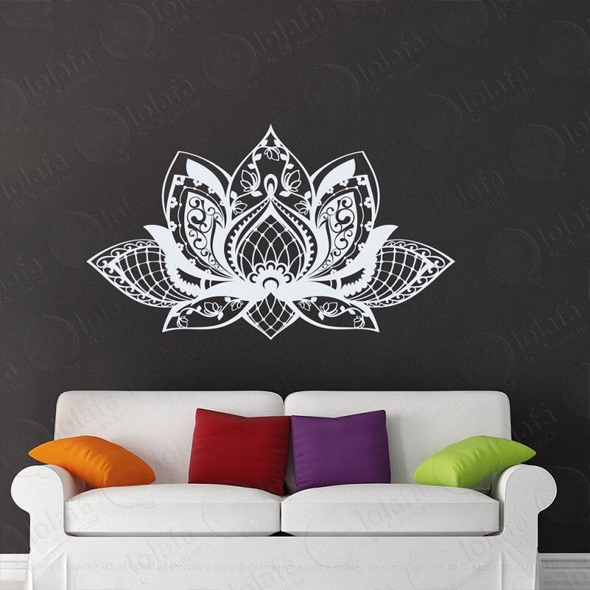 mandala flor de lótus para cultivar boas energias adesivo de parede decorativo para casa, quarto, sala e vidro - mod:14