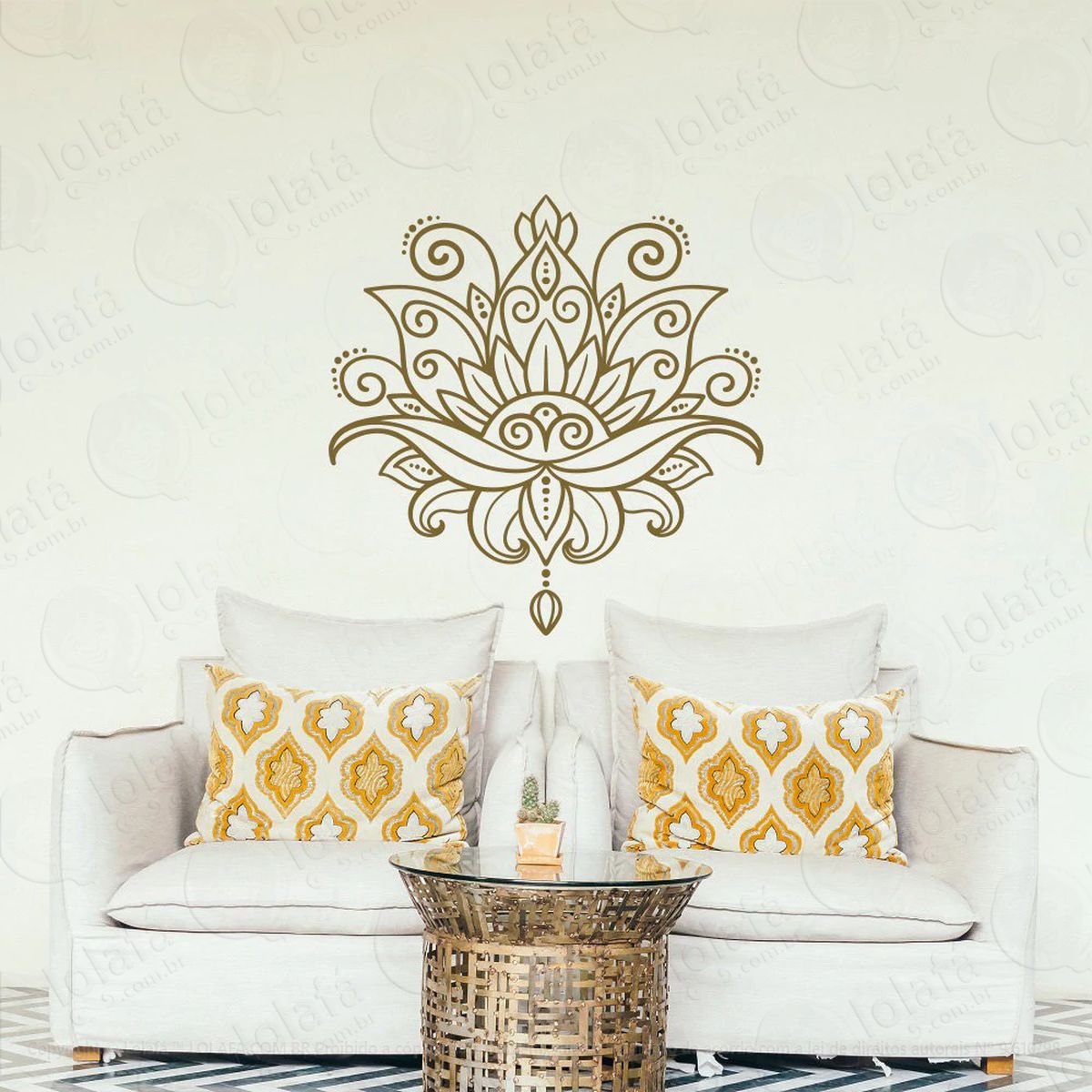 mandala flor de lótus para cultivar o amor adesivo de parede decorativo para casa, quarto, sala e vidro - mod:25