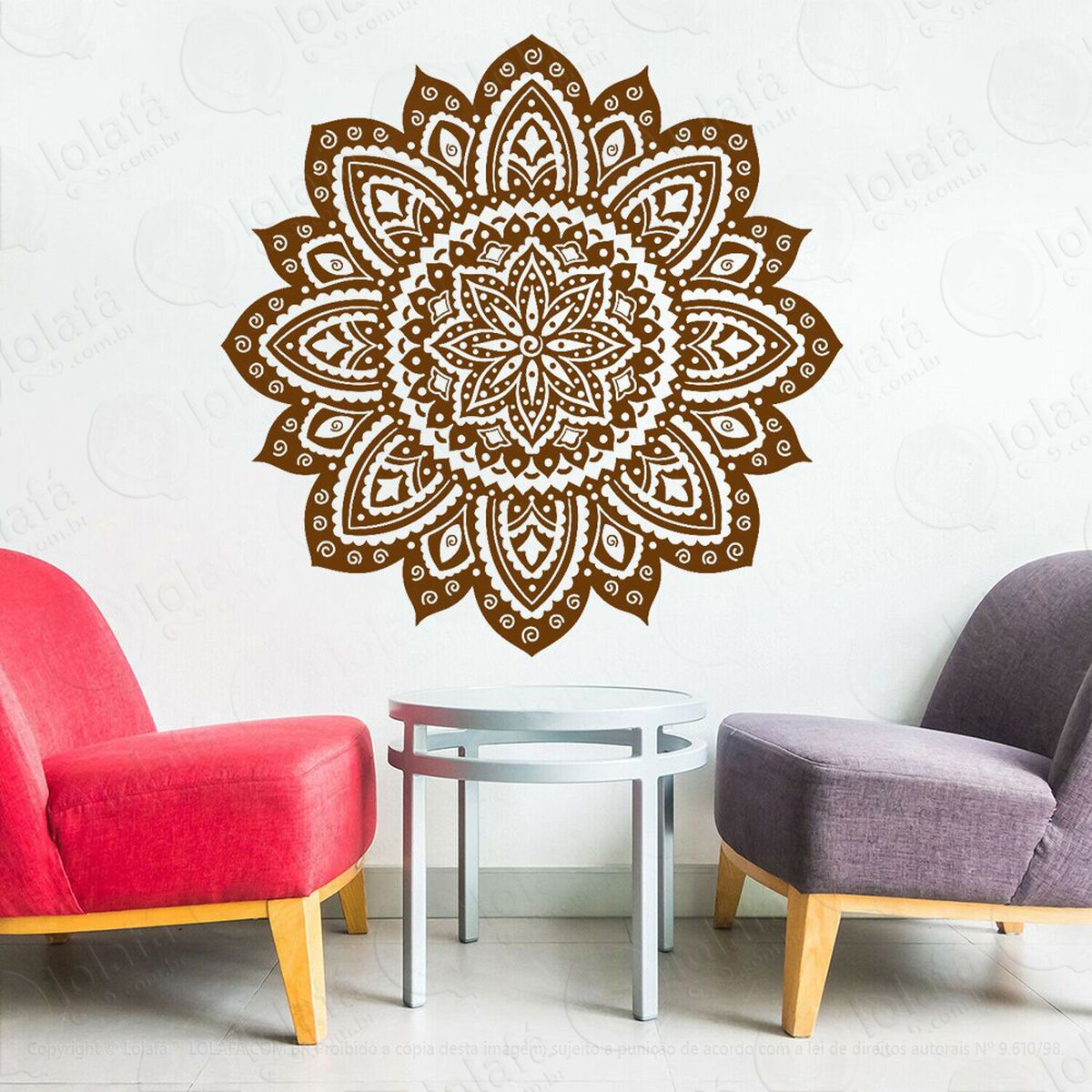 mandala da sabedoria adesivo de parede decorativo para casa, quarto, sala e vidro - mod:26