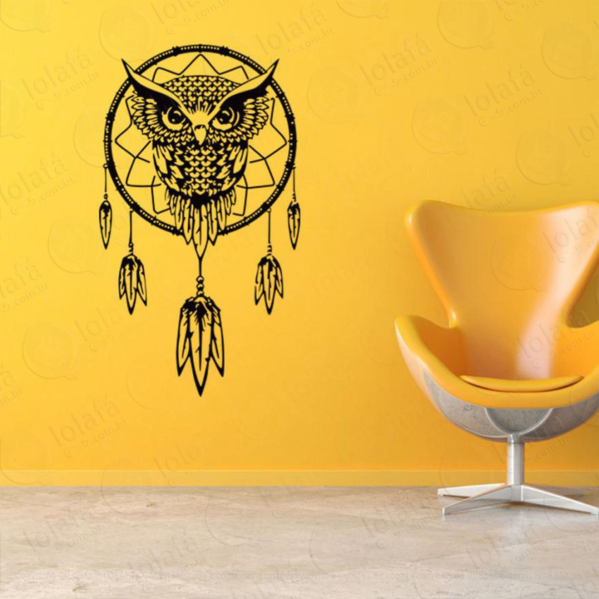 mandala coruja filtro dos sonhos adesivo de parede decorativo para casa, quarto, sala e vidro - mod:28