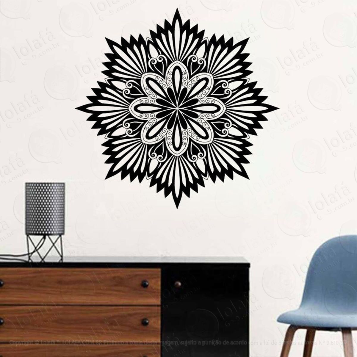 mandala da energia astral adesivo de parede decorativo para casa, quarto, sala e vidro - mod:29