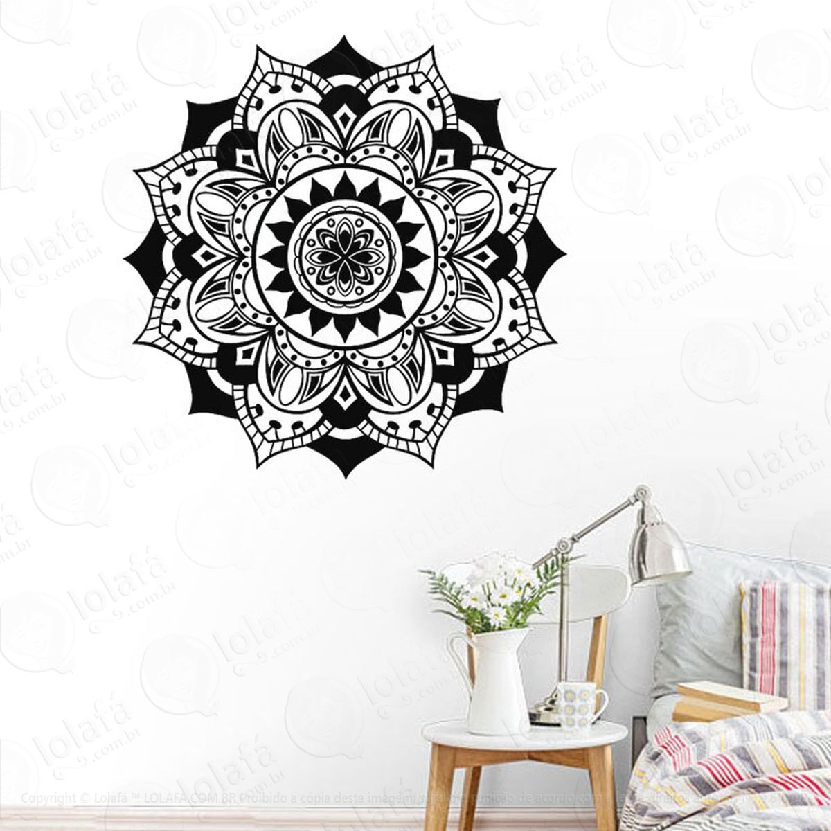 mandala para saúde e bem-estar adesivo de parede decorativo para casa, quarto, sala e vidro - mod:30