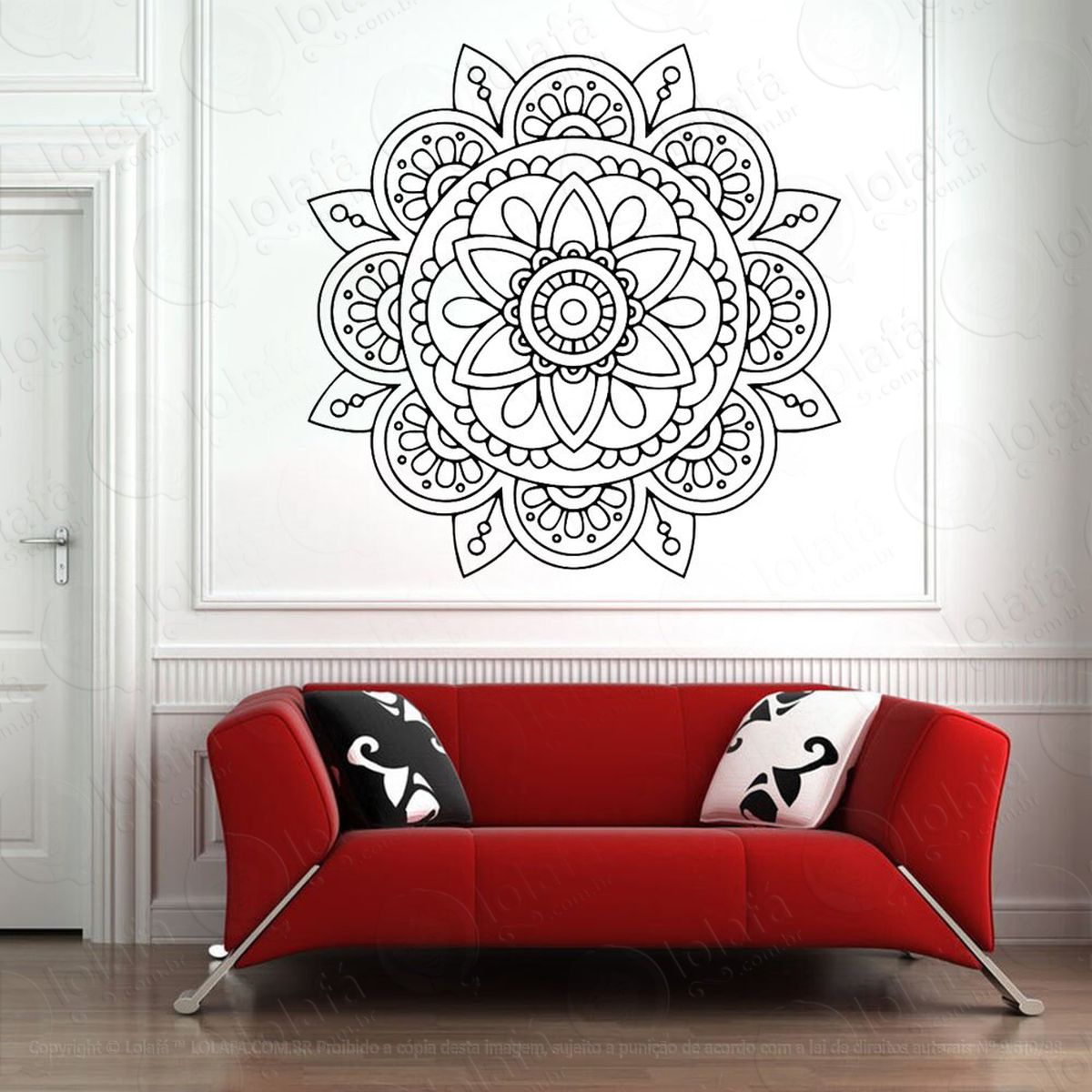 mandala da gratidão adesivo de parede decorativo para casa, quarto, sala e vidro - mod:33