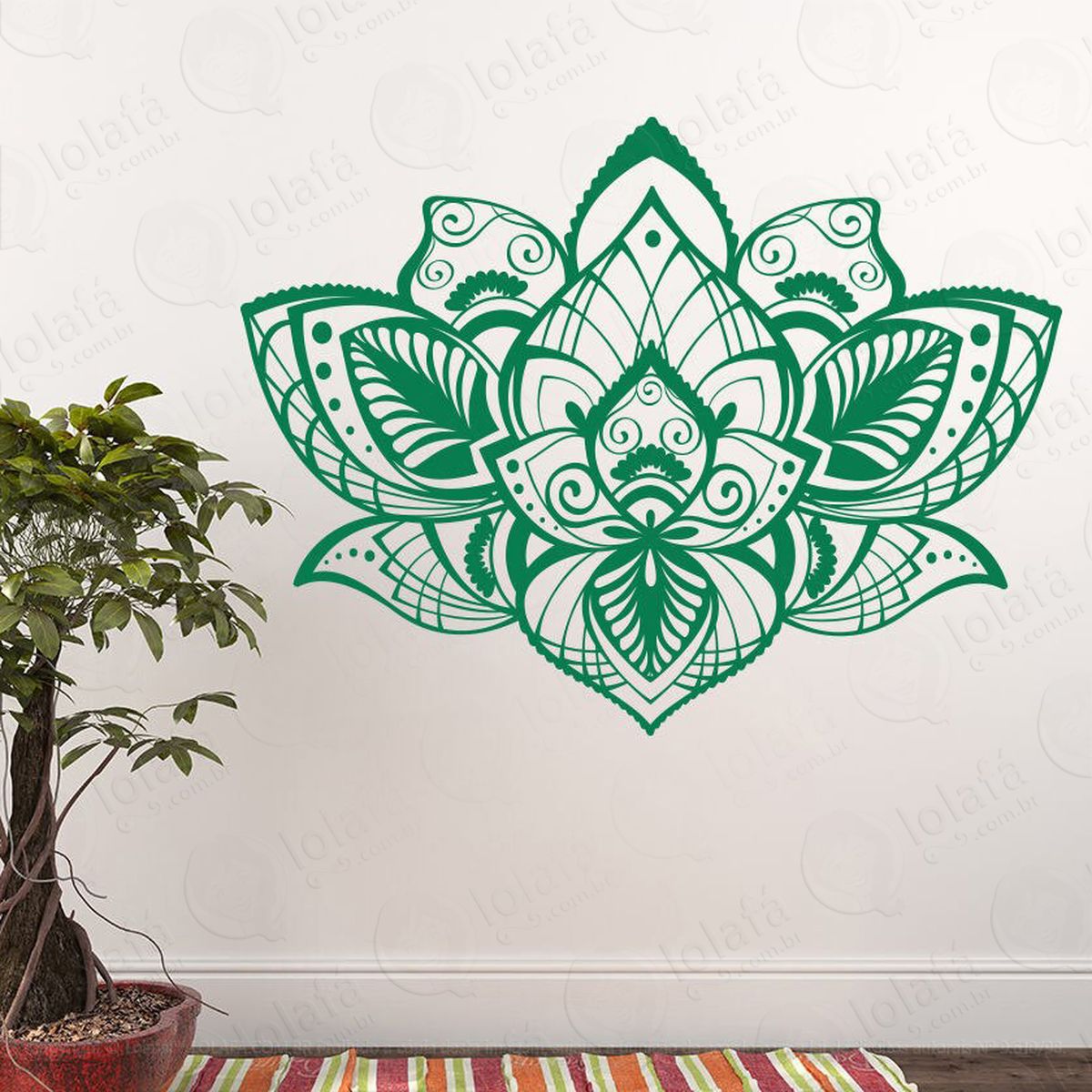 mandala flor de lótus para cultivar a fé adesivo de parede decorativo para casa, quarto, sala e vidro - mod:37