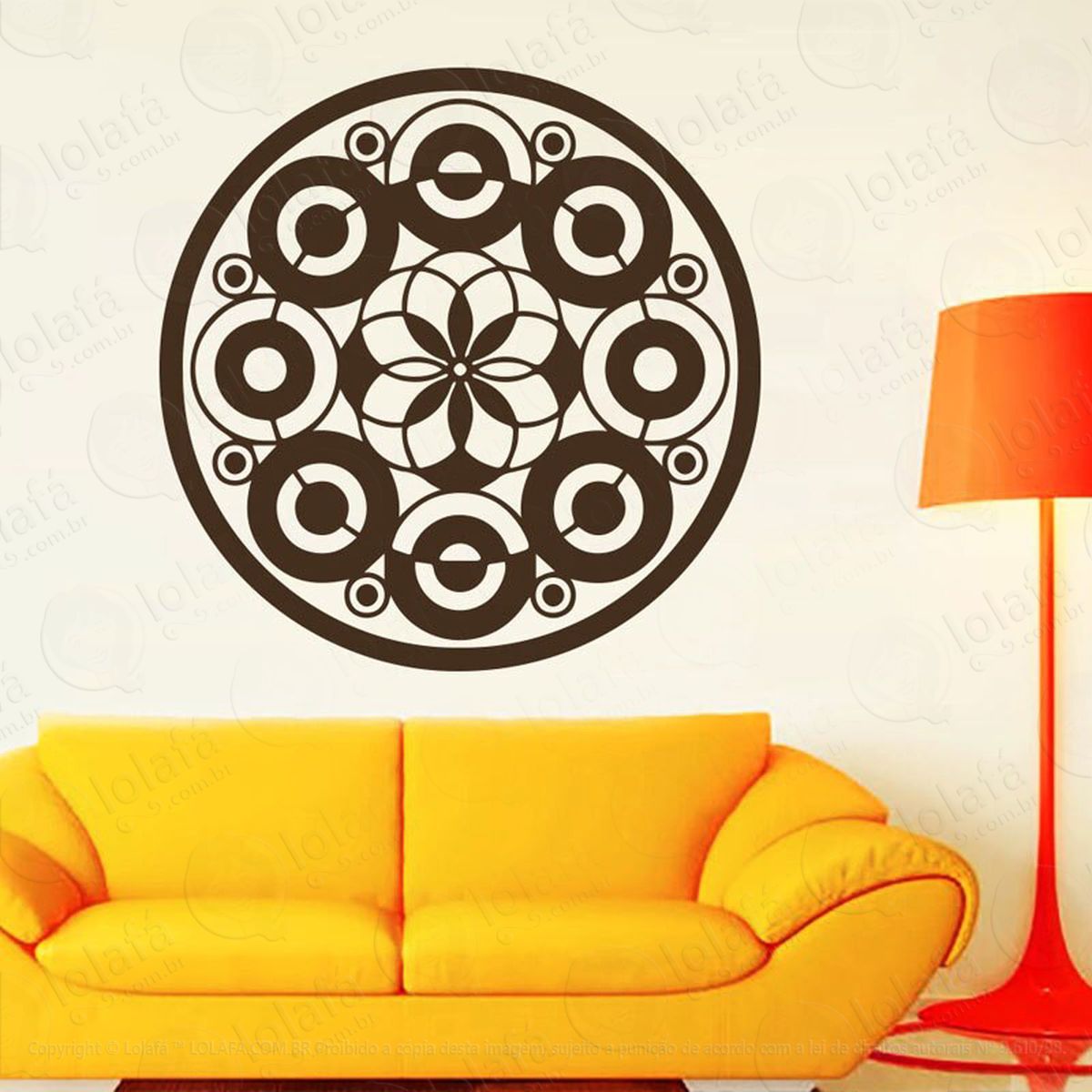 mandala para atrair boas amizades adesivo de parede decorativo para casa, quarto, sala e vidro - mod:42