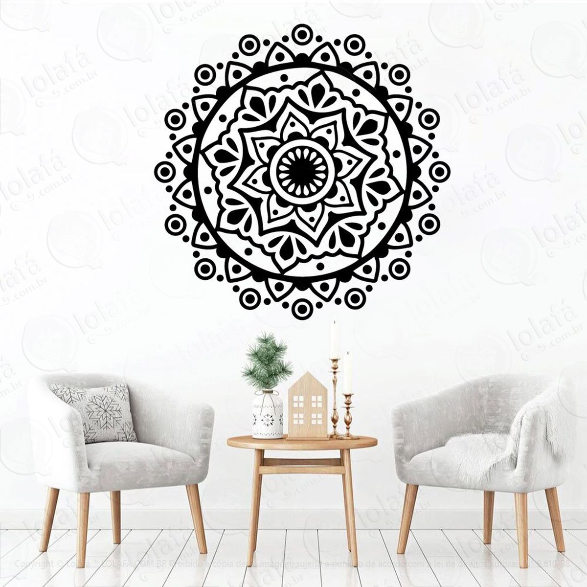 mandala para atrair boas energias adesivo de parede decorativo para casa, quarto, sala e vidro - mod:44