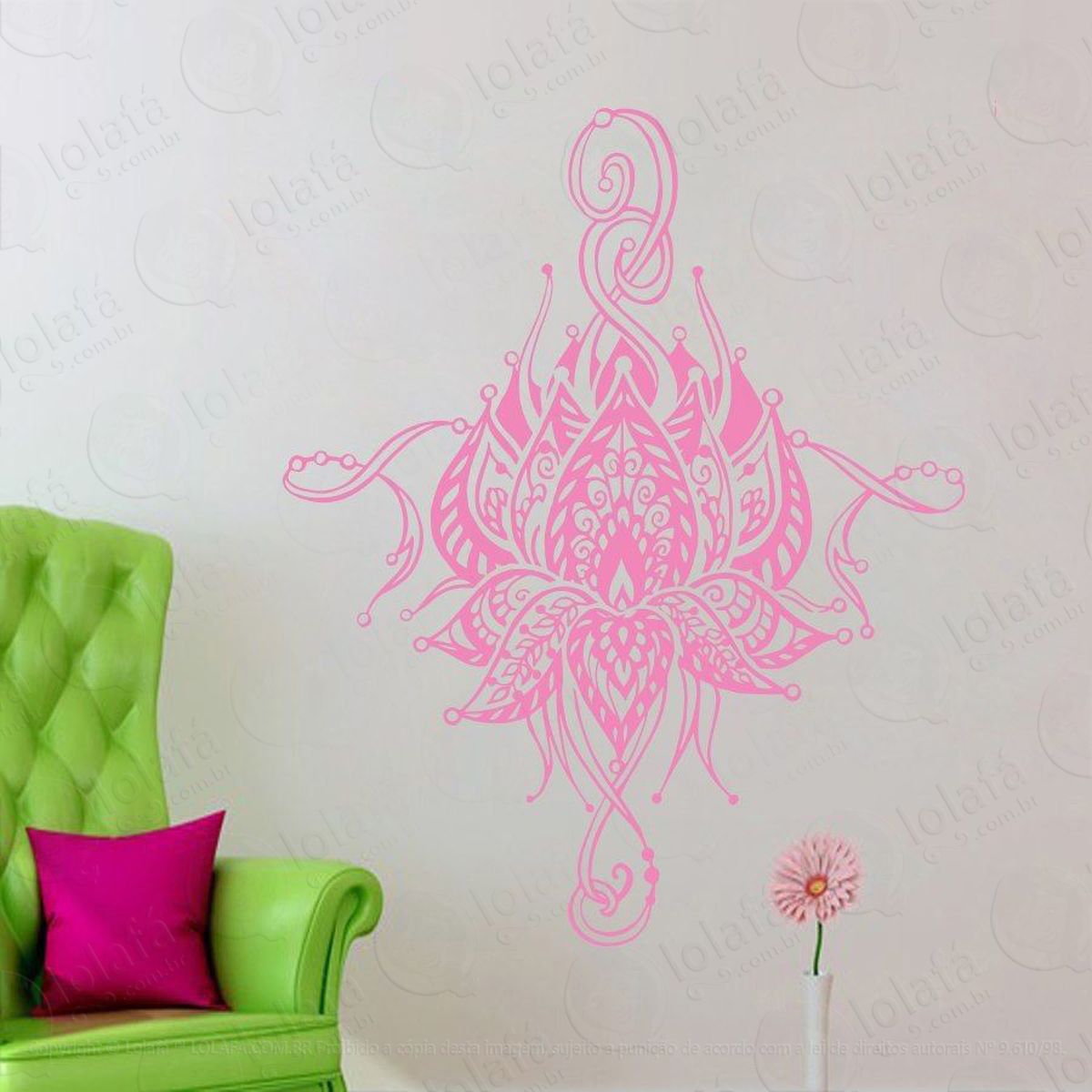 mandala flor de lótus para cultivar a sabedoria adesivo de parede decorativo para casa, quarto, sala e vidro - mod:45