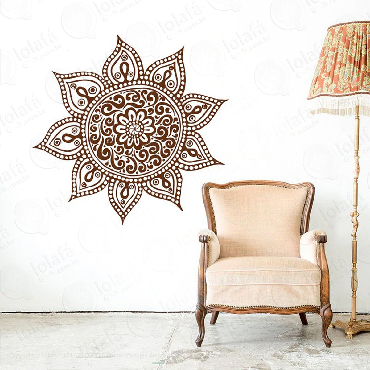 mandala da gratidão pela vida adesivo de parede decorativo para casa, quarto, sala e vidro - mod:47