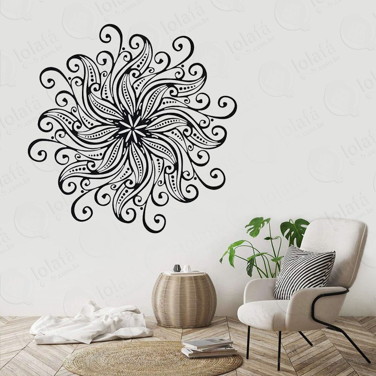 mandala para semear o otimismo adesivo de parede decorativo para casa, quarto, sala e vidro - mod:49