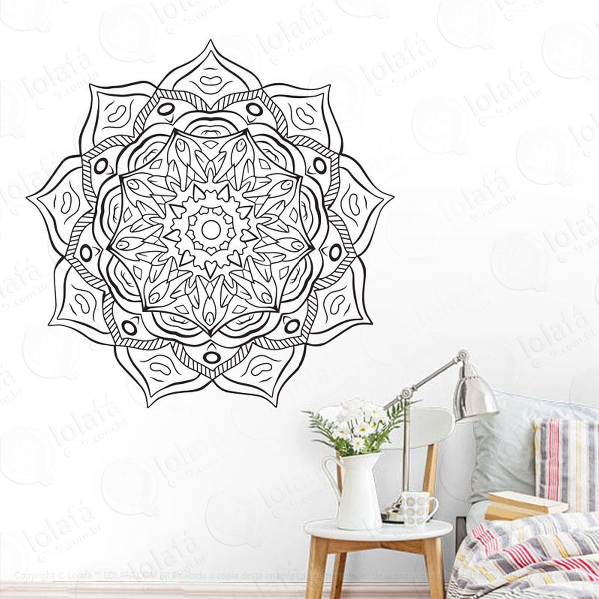 mandala da alegria adesivo de parede decorativo para casa, quarto, sala e vidro - mod:55