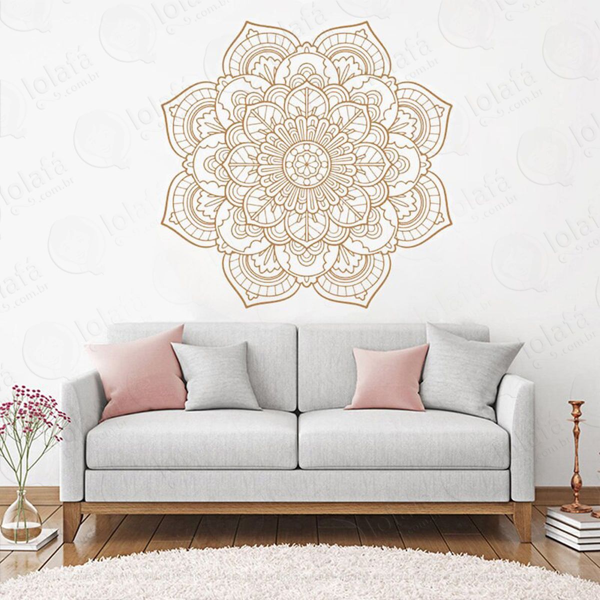 mandala da paz e gratidão adesivo de parede decorativo para casa, quarto, sala e vidro - mod:57