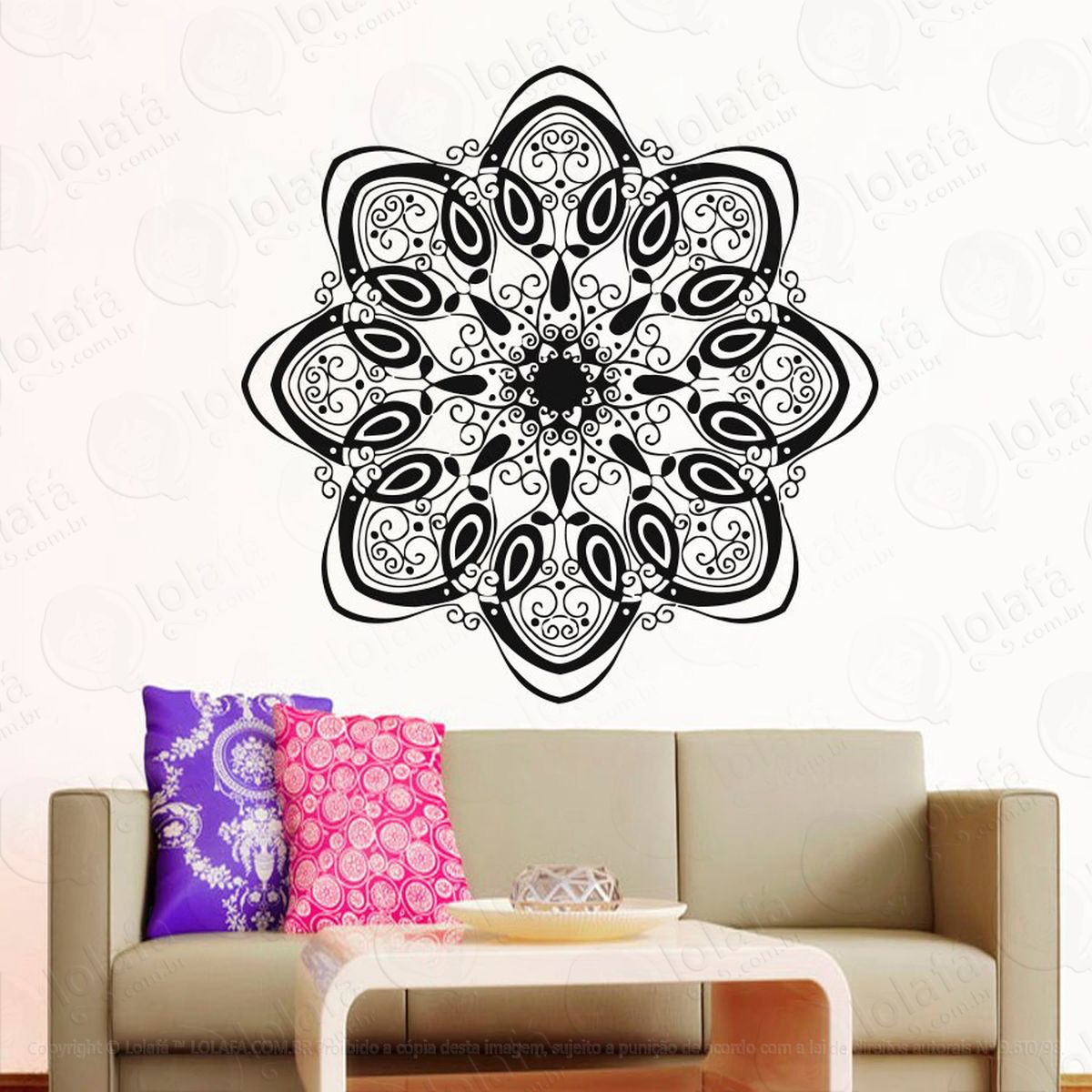 mandala do conhecimento adesivo de parede decorativo para casa, quarto, sala e vidro - mod:58