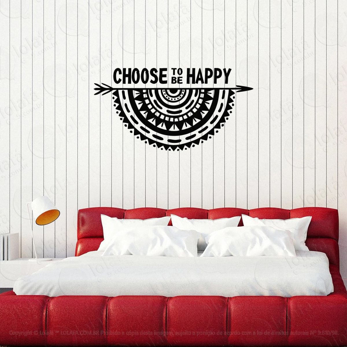 mandala escolha ser feliz adesivo de parede decorativo para casa, quarto, sala e vidro - mod:61
