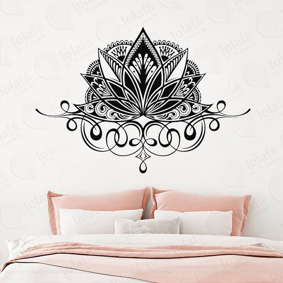 mandala flor de lótus para cultivar a paz adesivo de parede decorativo para casa, quarto, sala e vidro - mod:73