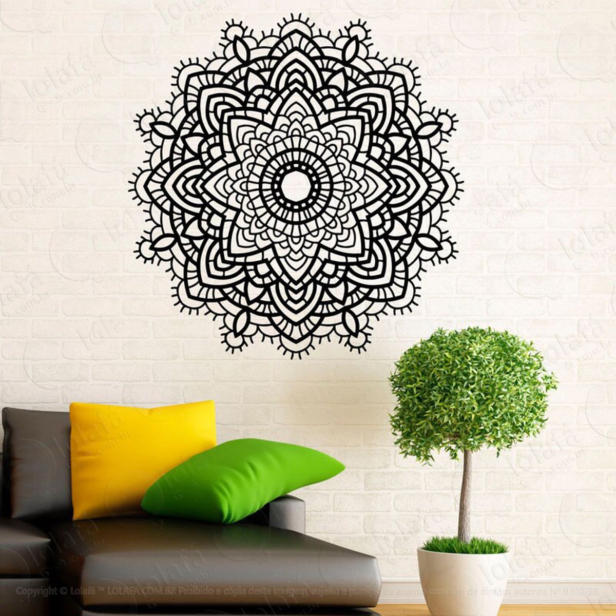 mandala para superar seus limites adesivo de parede decorativo para casa, quarto, sala e vidro - mod:74