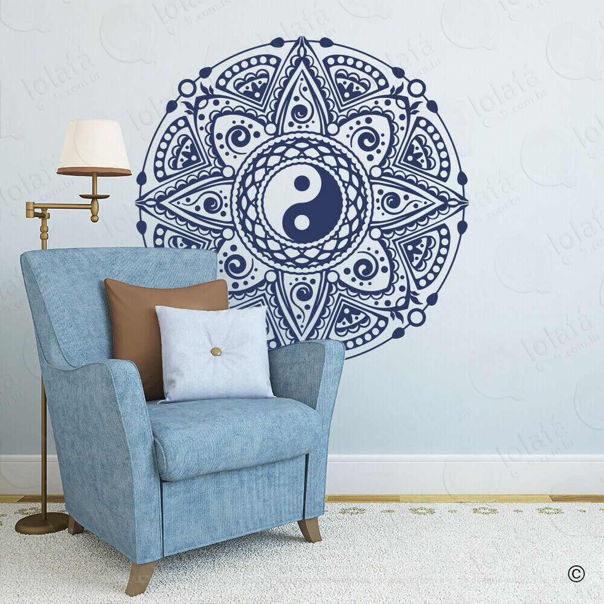 mandala yin yang para equilibrar as energias adesivo de parede decorativo para casa, quarto, sala e vidro - mod:75