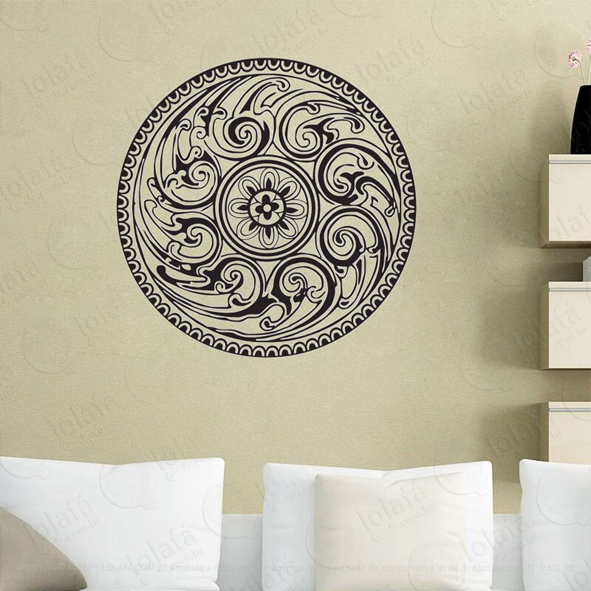 mandala para cultivar a gratidão adesivo de parede decorativo para casa, quarto, sala e vidro - mod:88