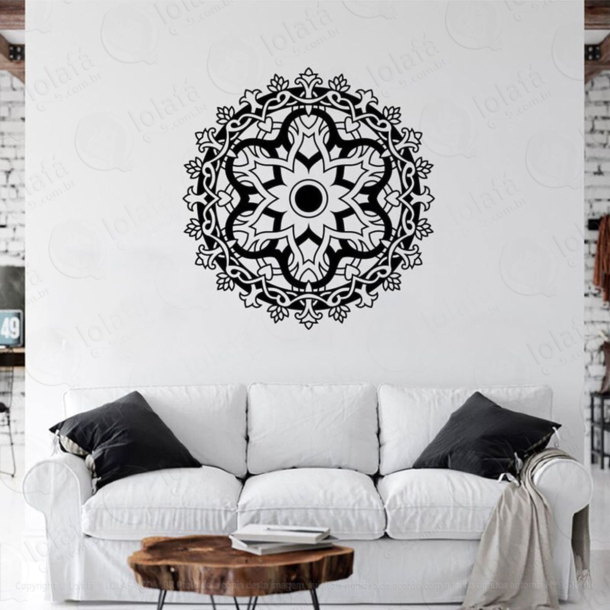 mandala para atrair alegria adesivo de parede decorativo para casa, quarto, sala e vidro - mod:93