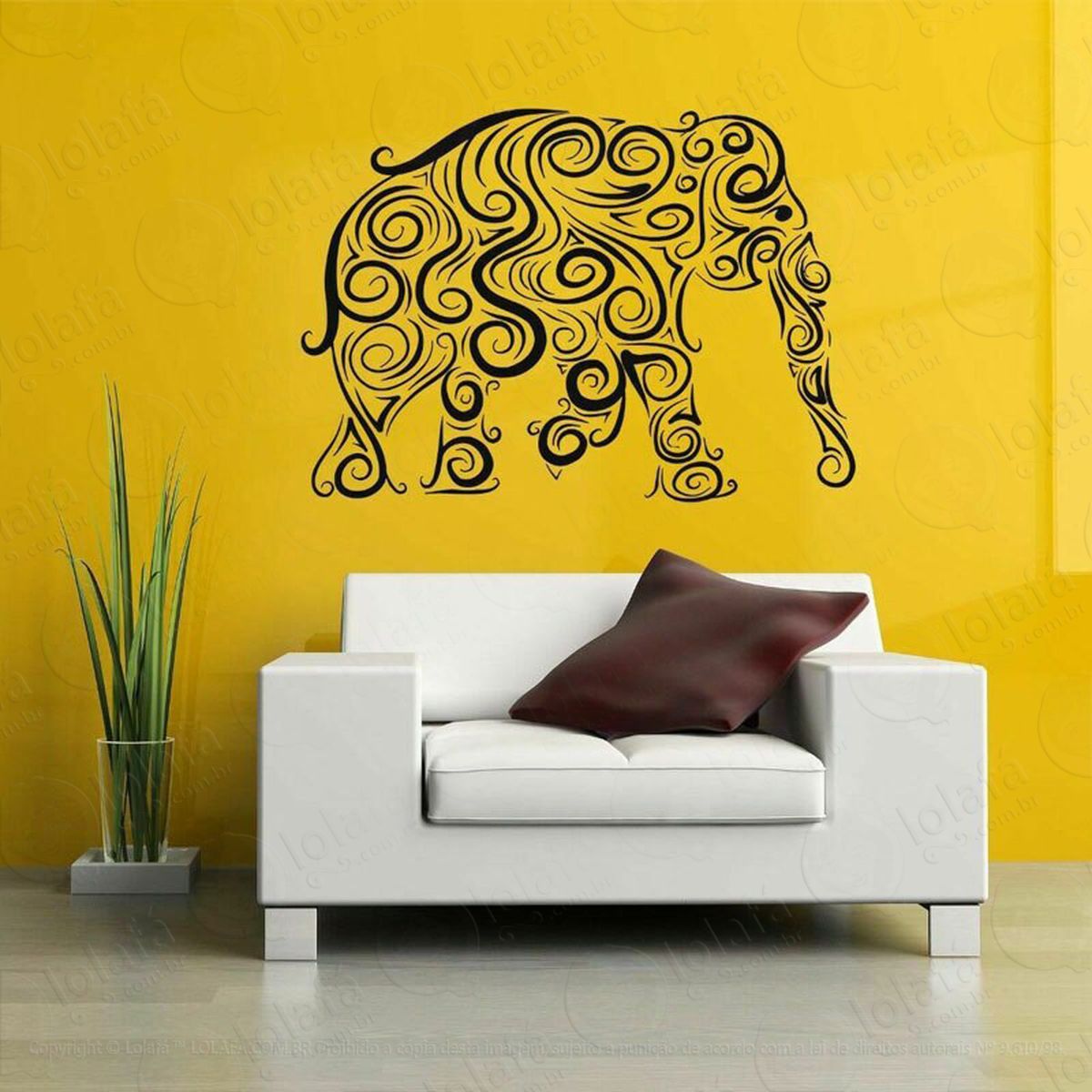 mandala elefante para atrair riqueza adesivo de parede decorativo para casa, quarto, sala e vidro - mod:99