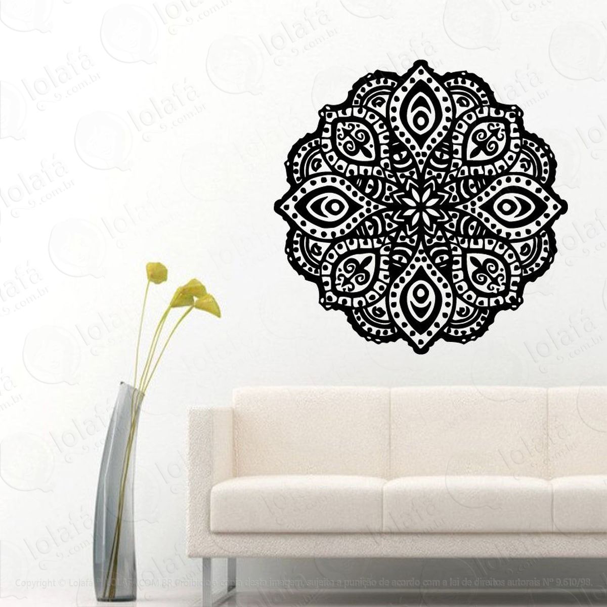 mandala para recomeçar com sabedoria adesivo de parede decorativo para casa, quarto, sala e vidro - mod:104