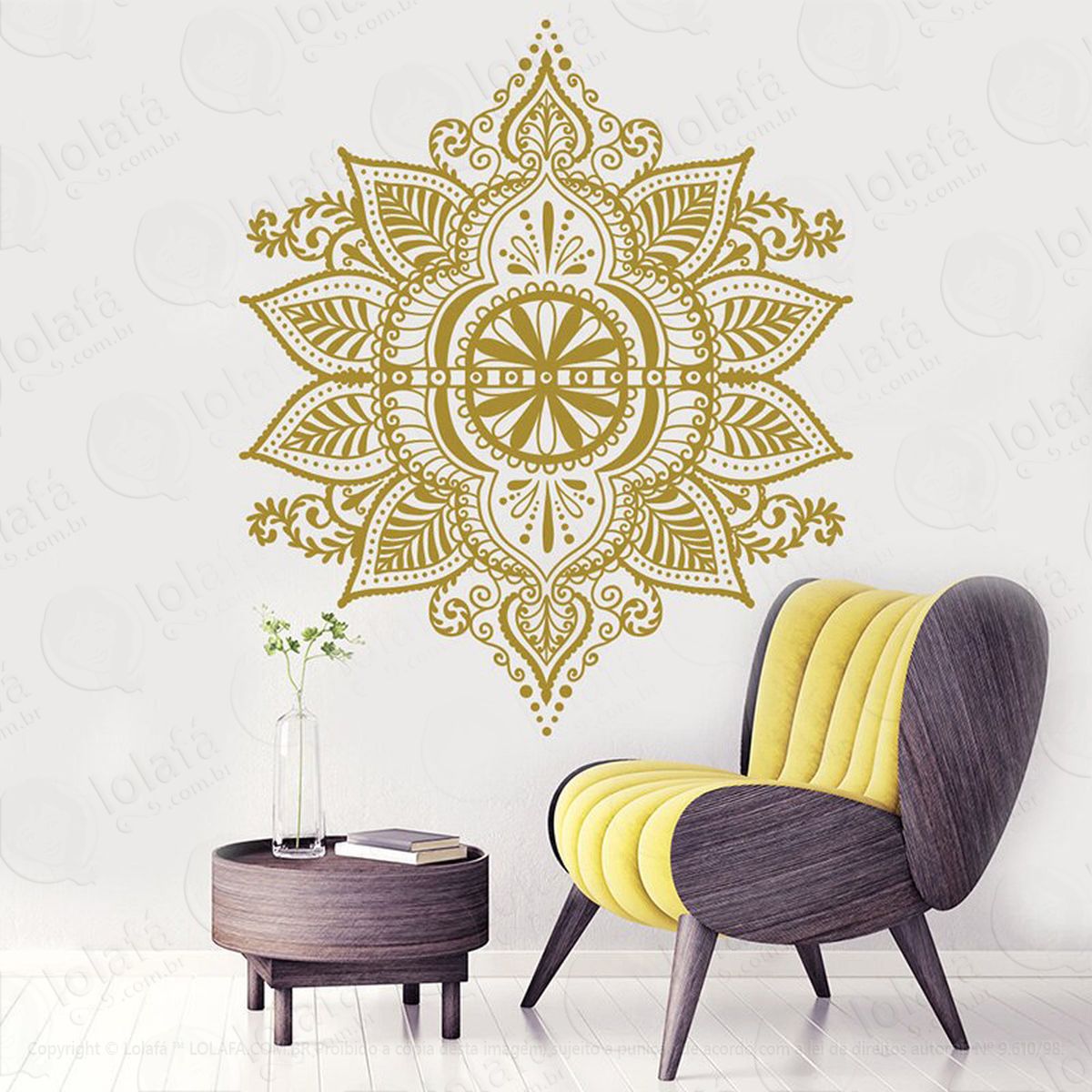 mandala para atrair boas escolhas adesivo de parede decorativo para casa, quarto, sala e vidro - mod:107