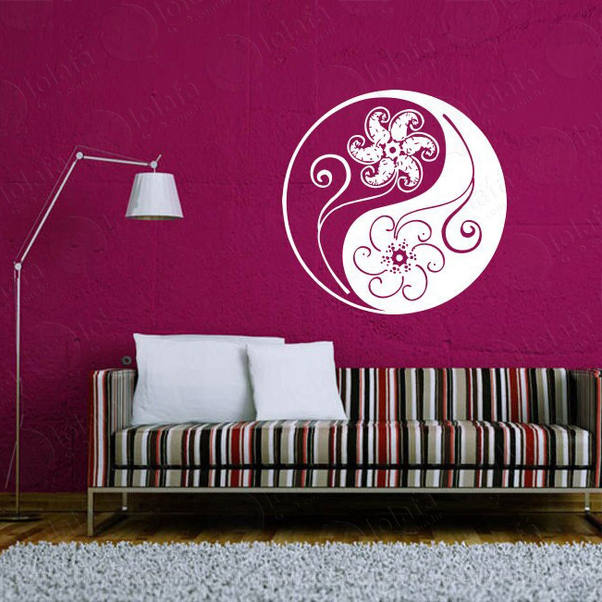 mandala yin yang para equilibrar as energias adesivo de parede decorativo para casa, quarto, sala e vidro - mod:113