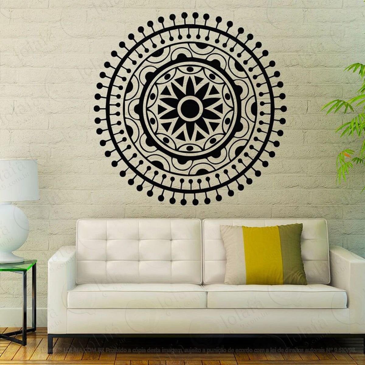 mandala para atrair bons pensamentos adesivo de parede decorativo para casa, quarto, sala e vidro - mod:114