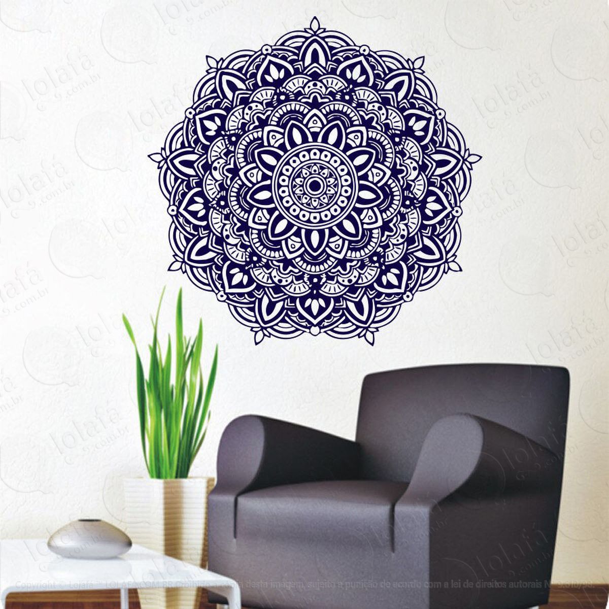 mandala seja paciente adesivo de parede decorativo para casa, quarto, sala e vidro - mod:117