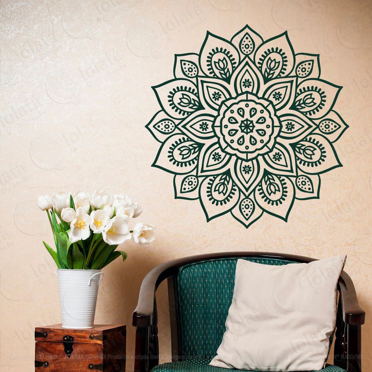 mandala seja otimista adesivo de parede decorativo para casa, quarto, sala e vidro - mod:119