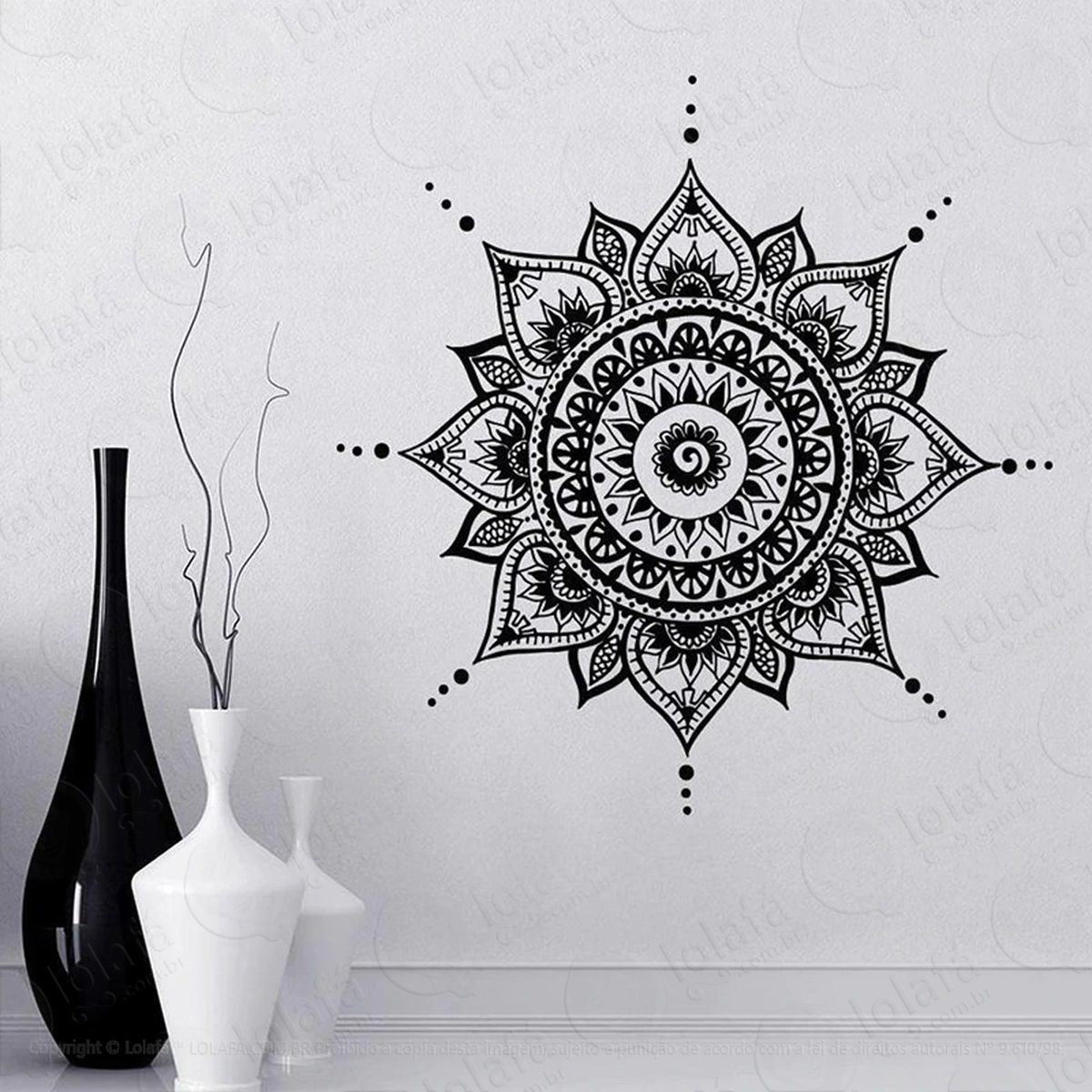 mandala para atrair riqueza adesivo de parede decorativo para casa, quarto, sala e vidro - mod:121