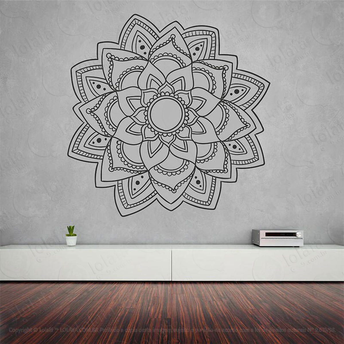 mandala para fé nos pensamentos adesivo de parede decorativo para casa, quarto, sala e vidro - mod:123