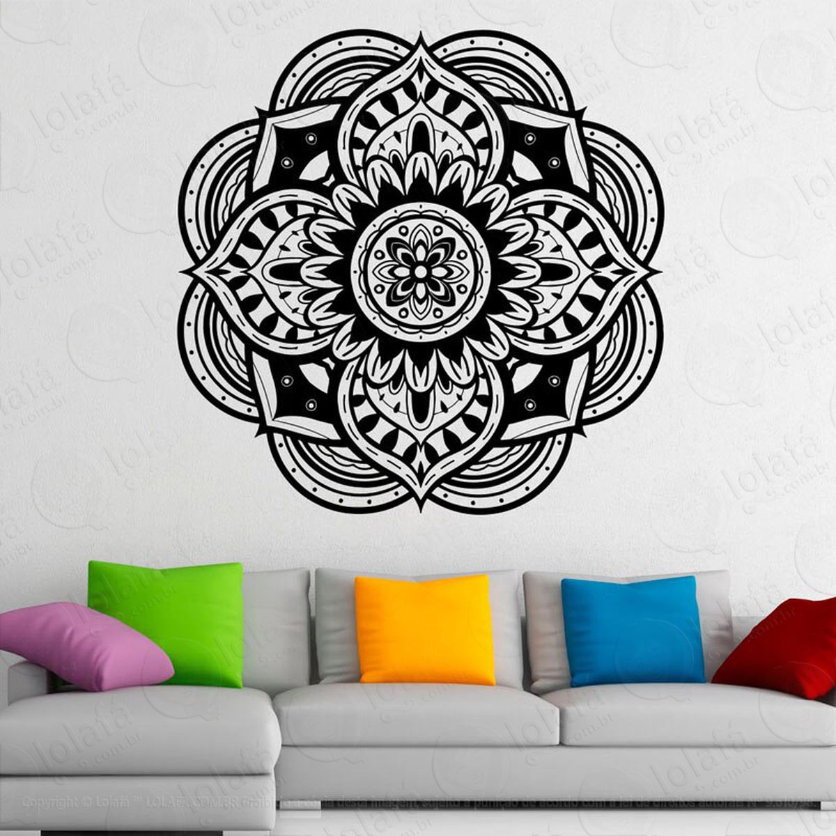 mandala das boas vibrações adesivo de parede decorativo para casa, quarto, sala e vidro - mod:125