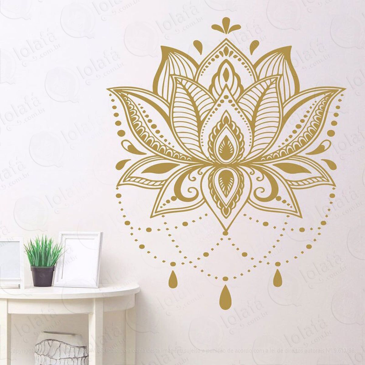 mandala flor de lótus para cultivar o otimismo adesivo de parede decorativo para casa, quarto, sala e vidro - mod:130