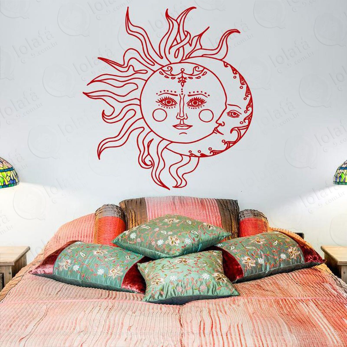 mandala sol e lua para fortalecer o relacionamento adesivo de parede decorativo para casa, quarto, sala e vidro - mod:132