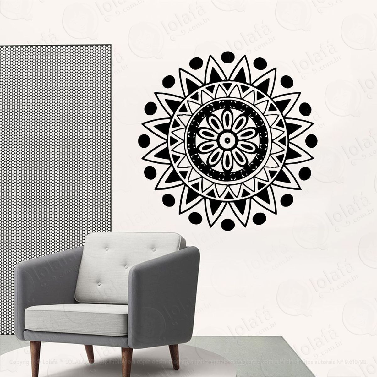 mandala seja resiliente adesivo de parede decorativo para casa, quarto, sala e vidro - mod:135