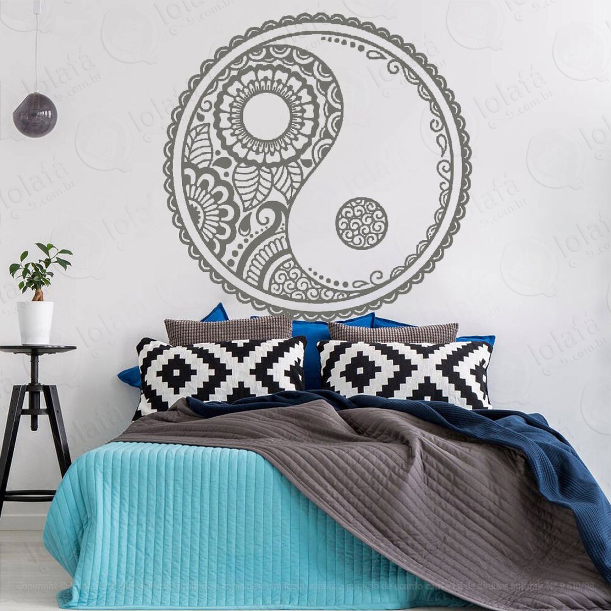 mandala yin yang para equilibrar as energias adesivo de parede decorativo para casa, quarto, sala e vidro - mod:138