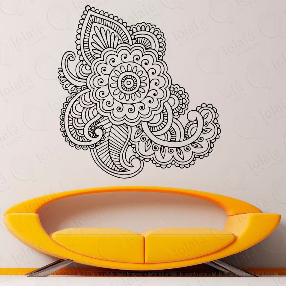 mandala floral para cultivar a alegria adesivo de parede decorativo para casa, quarto, sala e vidro - mod:139