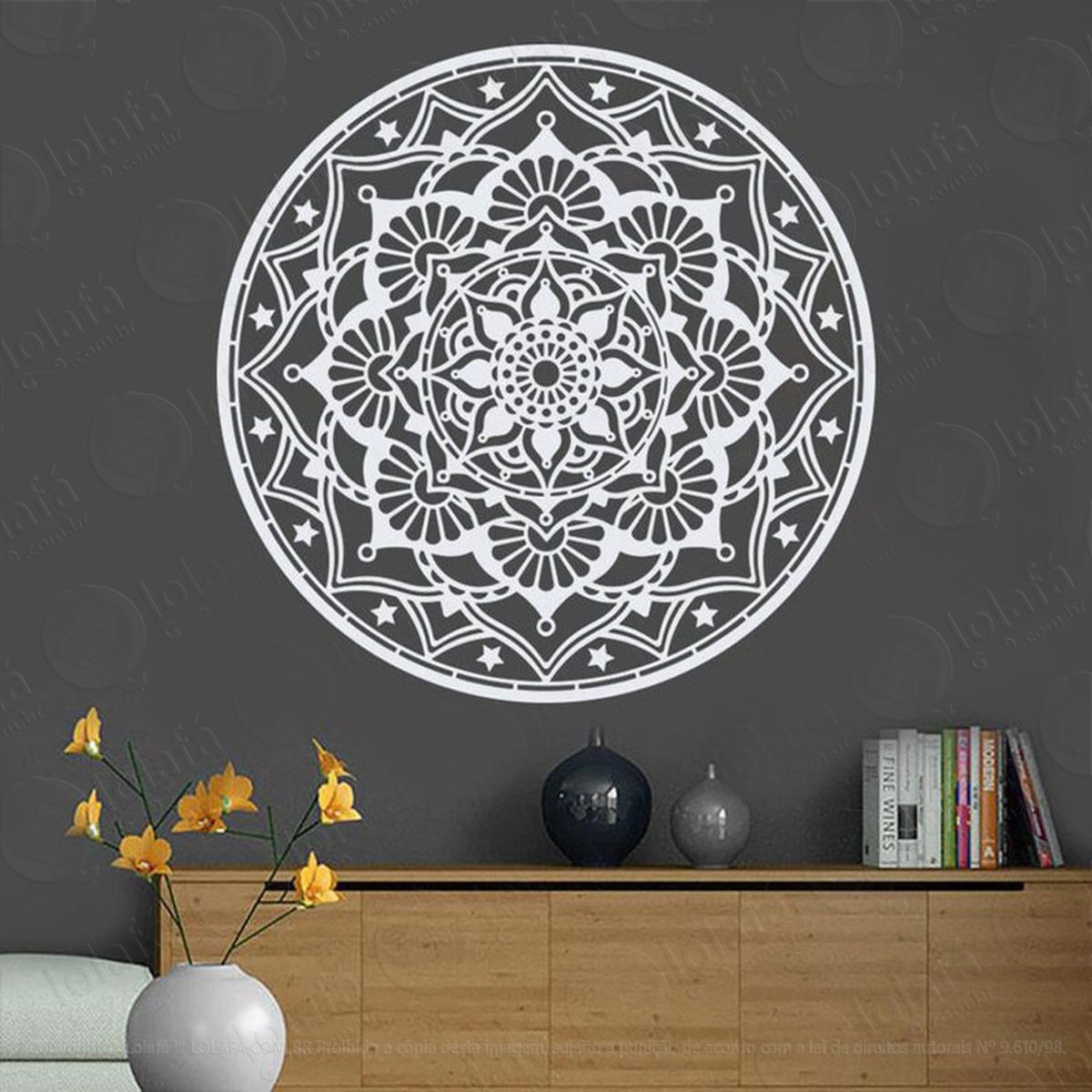 mandala para harmonia do lar adesivo de parede decorativo para casa, quarto, sala e vidro - mod:145