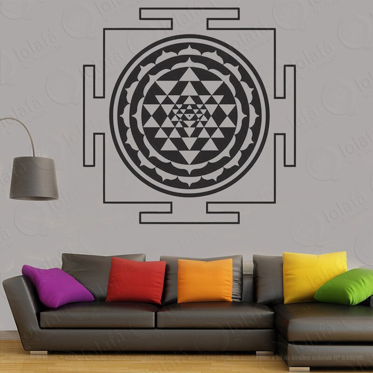 mandala geométrica para proteção da família adesivo de parede decorativo para casa, quarto, sala e vidro - mod:149