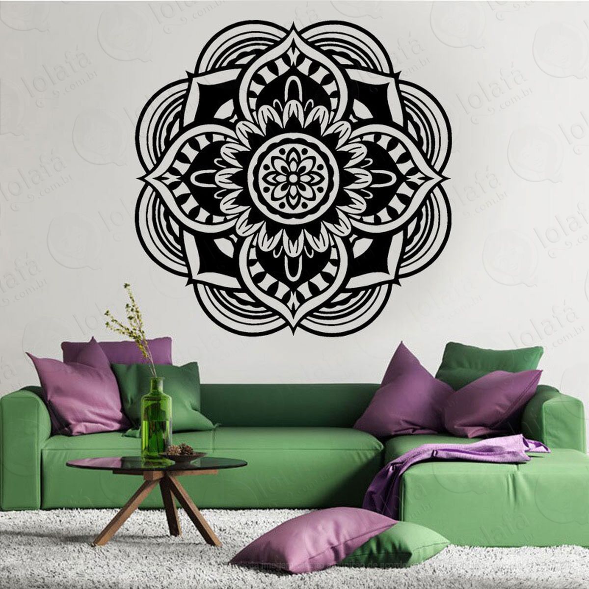 mandala das boas vibrações adesivo de parede decorativo para casa, quarto, sala e vidro - mod:159