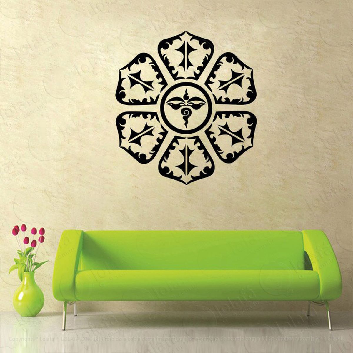 mandala para fortalecer a fé adesivo de parede decorativo para casa, quarto, sala e vidro - mod:165