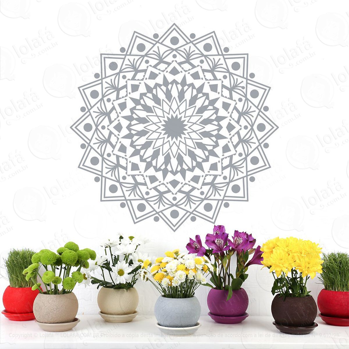 mandala para saúde e bem-estar adesivo de parede decorativo para casa, quarto, sala e vidro - mod:166