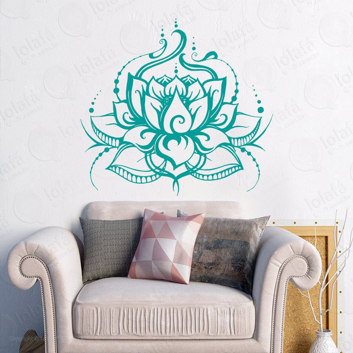 mandala flor de lótus para cultivar a bondade adesivo de parede decorativo para casa, quarto, sala e vidro - mod:169