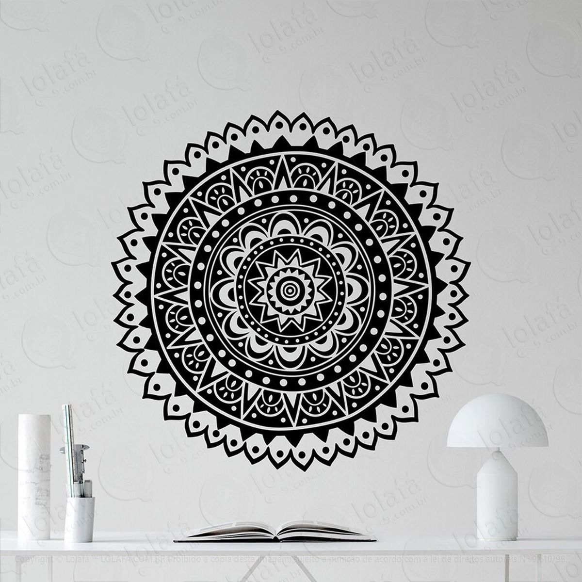 mandala para atrair foco e concentração adesivo de parede decorativo para casa, quarto, sala e vidro - mod:171