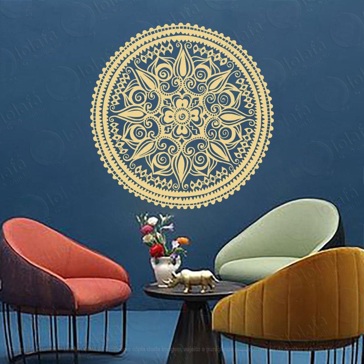 mandala da sabedoria adesivo de parede decorativo para casa, quarto, sala e vidro - mod:173