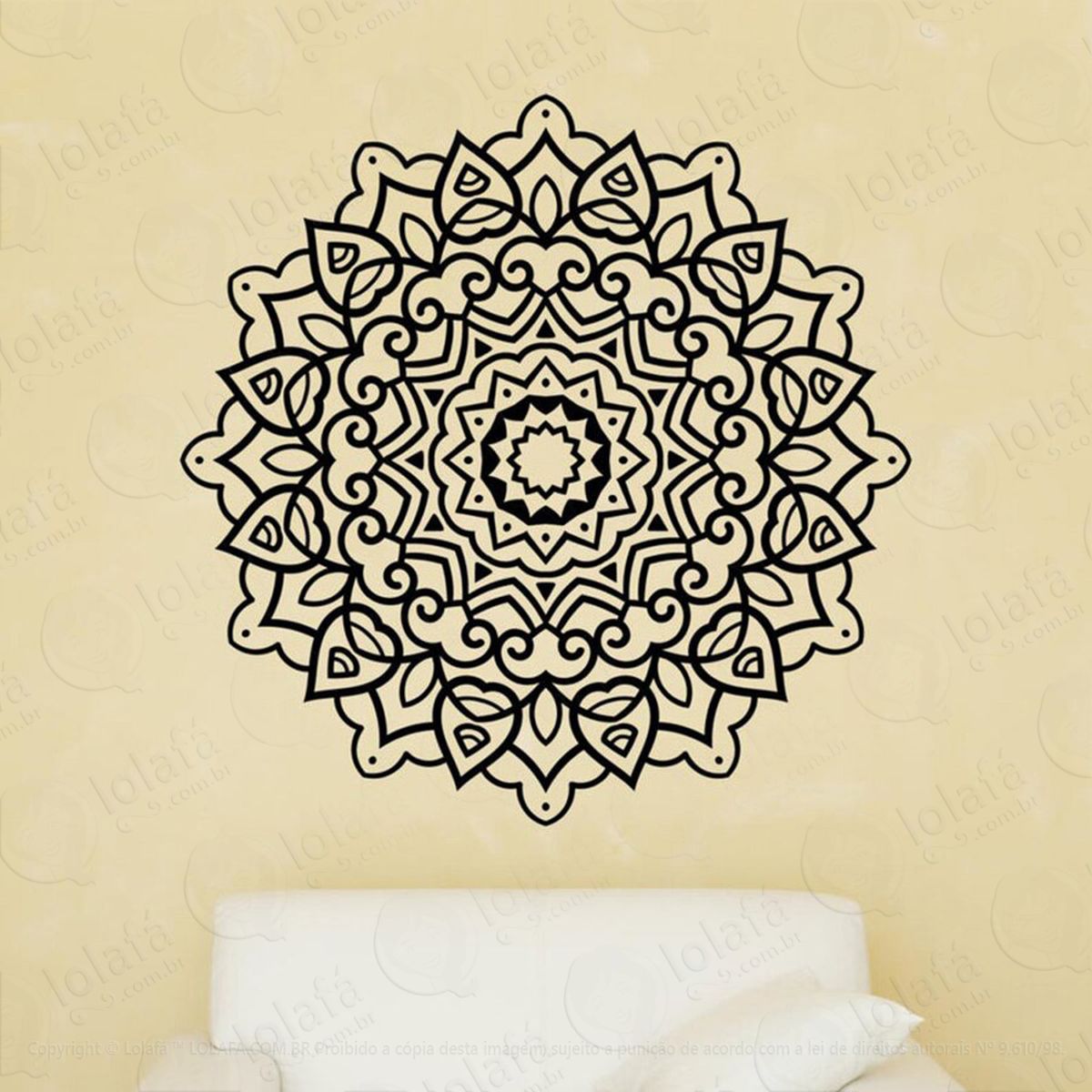 mandala para atrair felicidade adesivo de parede decorativo para casa, quarto, sala e vidro - mod:174